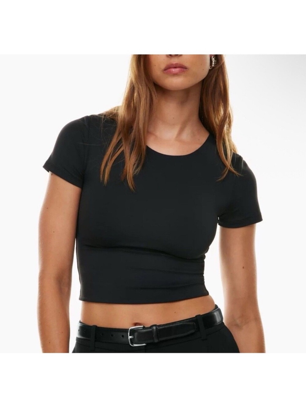 Aritzia Babaton Cropped Black Contour Top